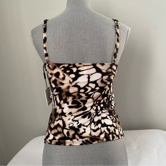 Calvin Klein Women's Animal Print Ruched Tummy Control Tankini Top Size L - Picture 5 of 5